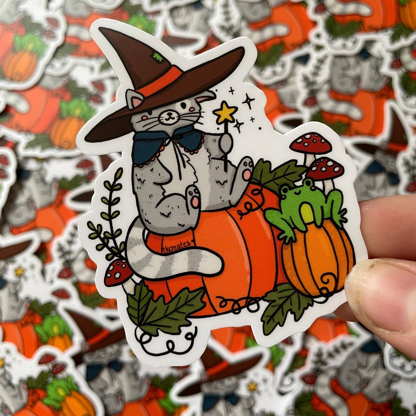 Magical Cat on Pumpkin Sticker - Cloverdilly Kids