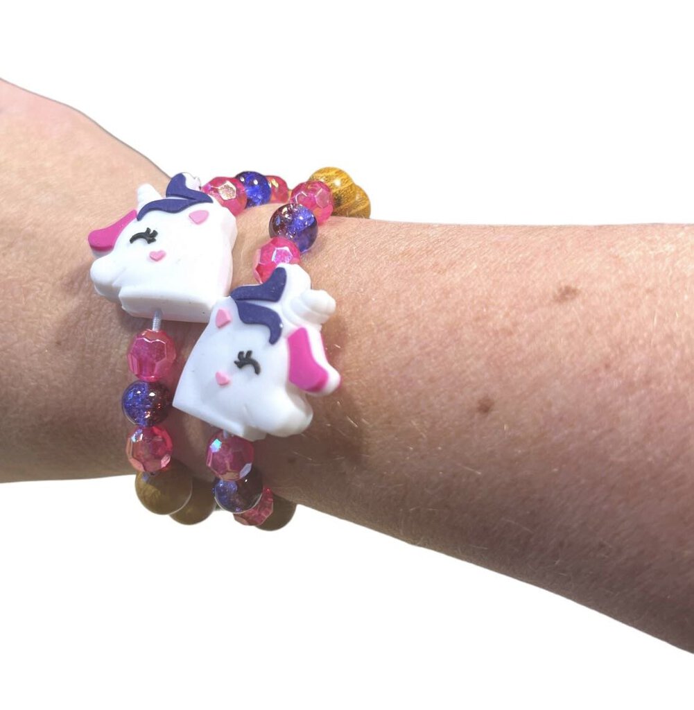 Wooden Bead Bracelet - Purple Unicorn