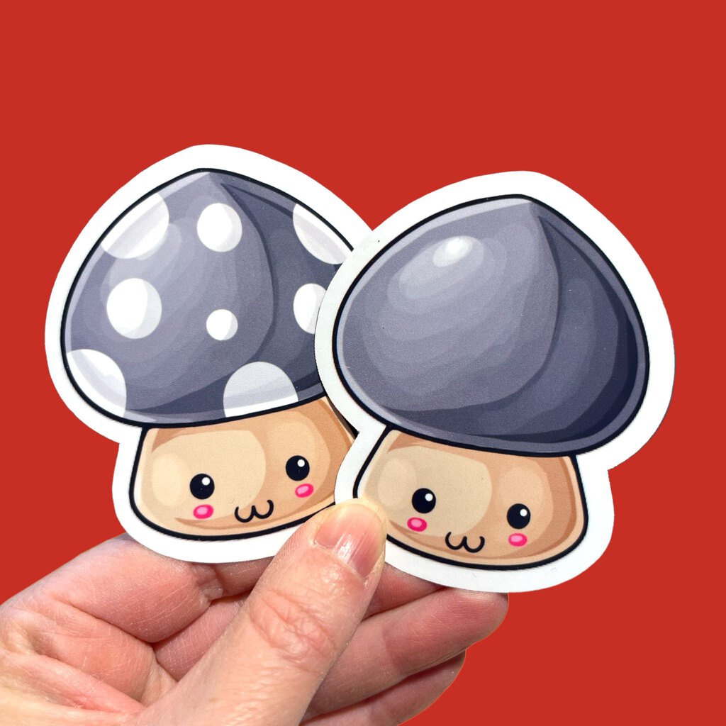 Mushroom Sticker Pack - Grey