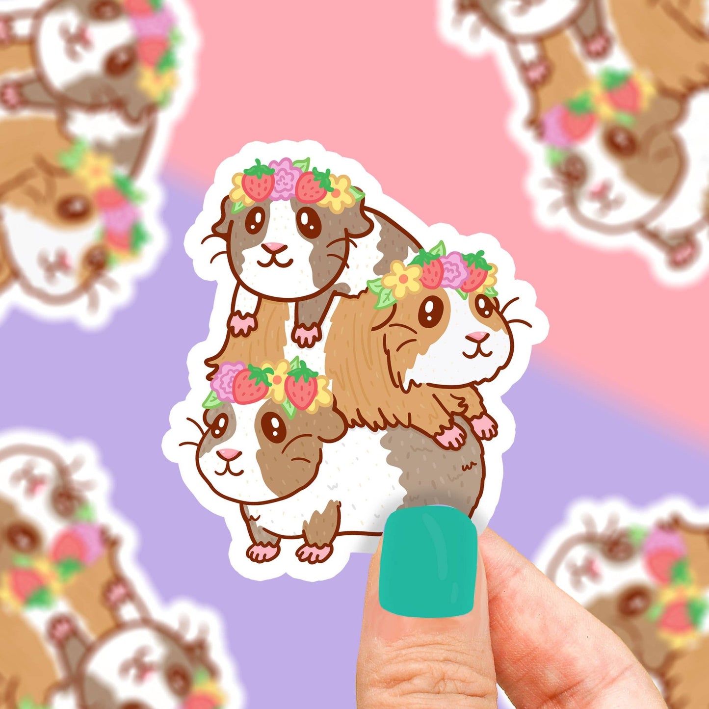 Flower Crown Guinea Pigs Vinyl Sticker - Cloverdilly Kids