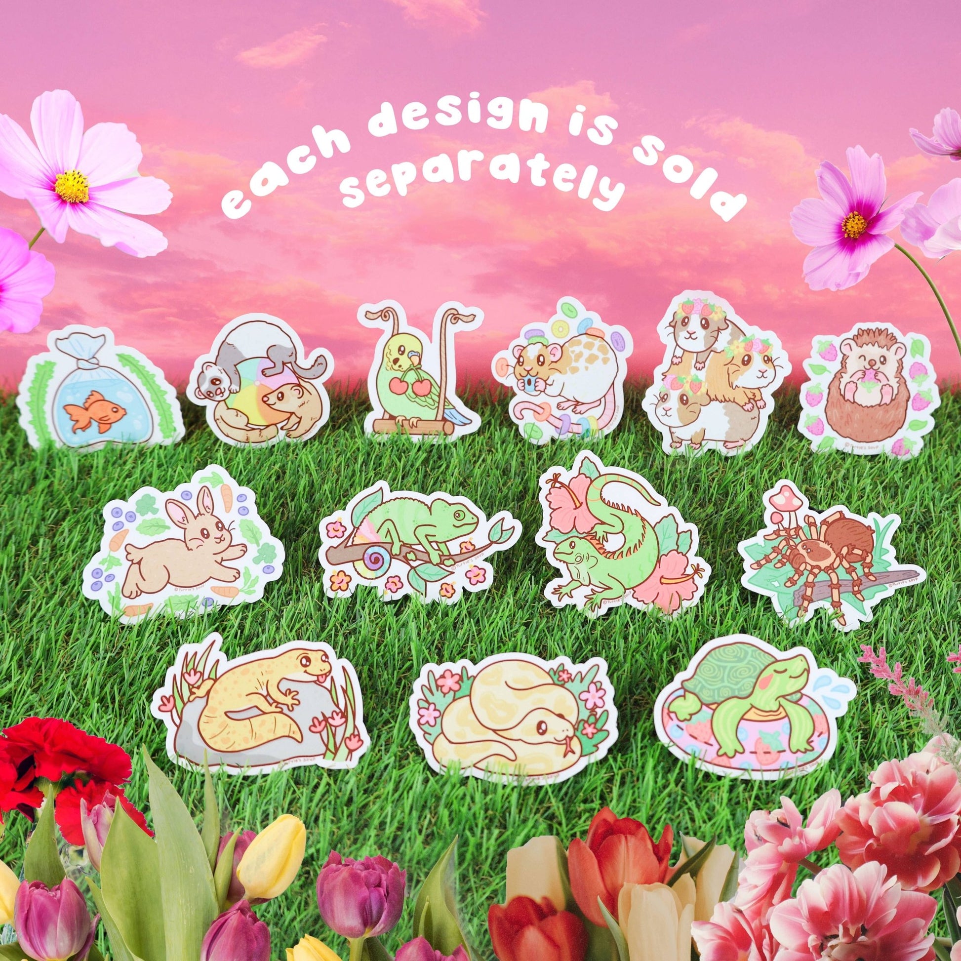 Flower Crown Guinea Pigs Vinyl Sticker - Cloverdilly Kids