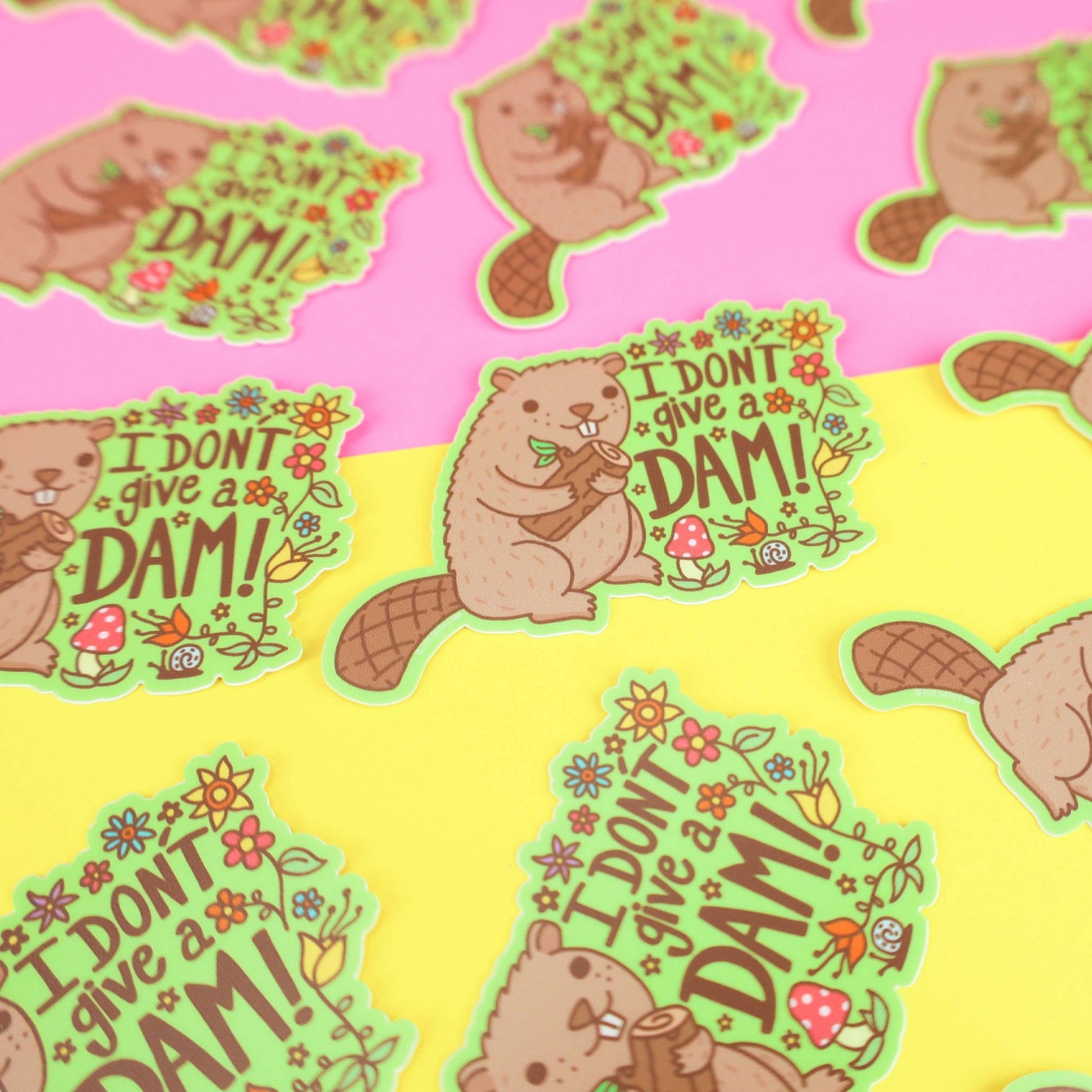 Funny Beaver Vinyl Sticker - Cloverdilly Kids