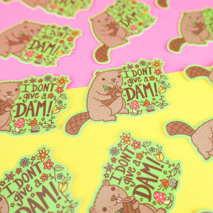 Funny Beaver Vinyl Sticker - Cloverdilly Kids