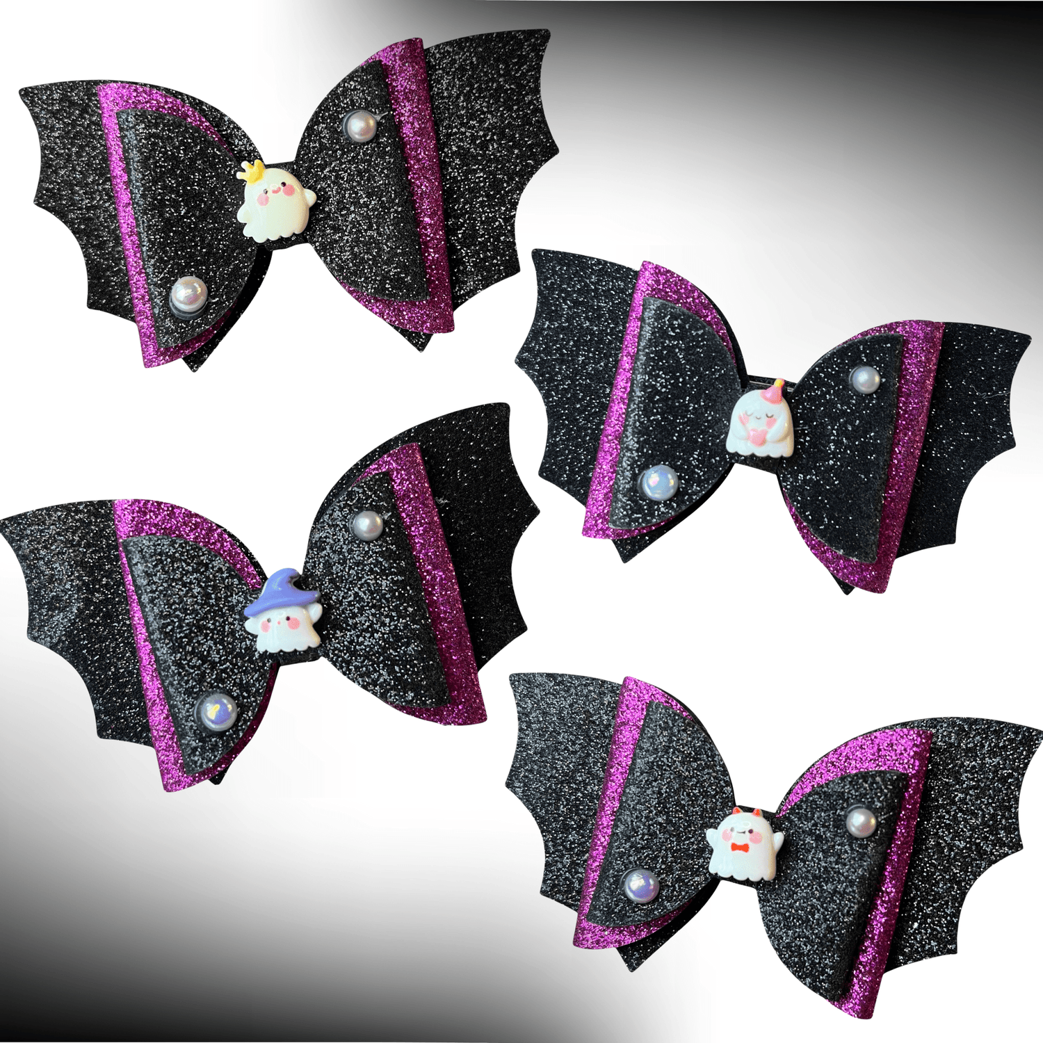 Glitter Bat & Ghost Hair Bows - Cloverdilly Kids