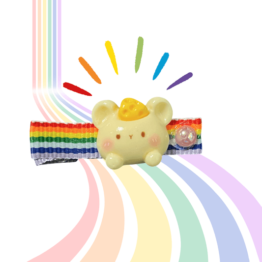 Love is Gouda: Pride Mouse Hair Clip - Cloverdilly Kids