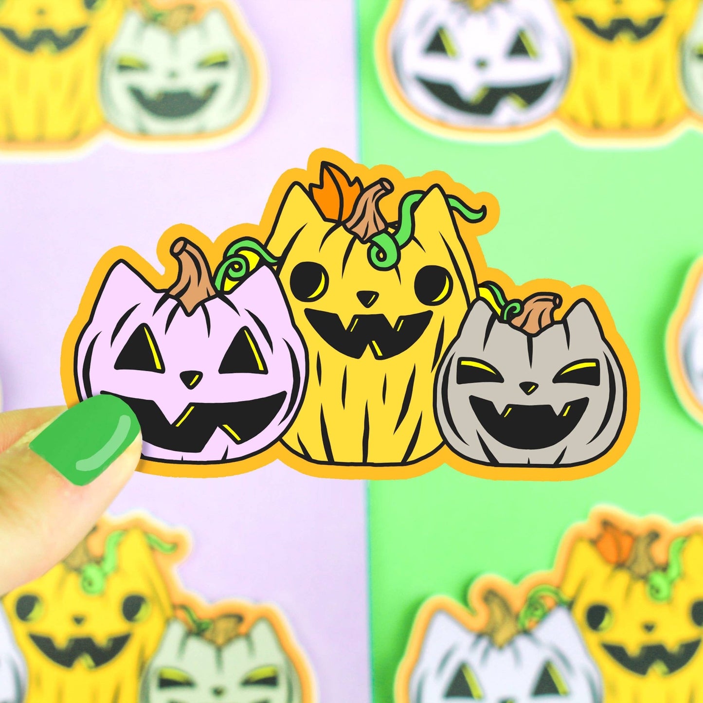 Pump - Kitten Patch Pumpkin Cat Vinyl Sticker - Cloverdilly Kids