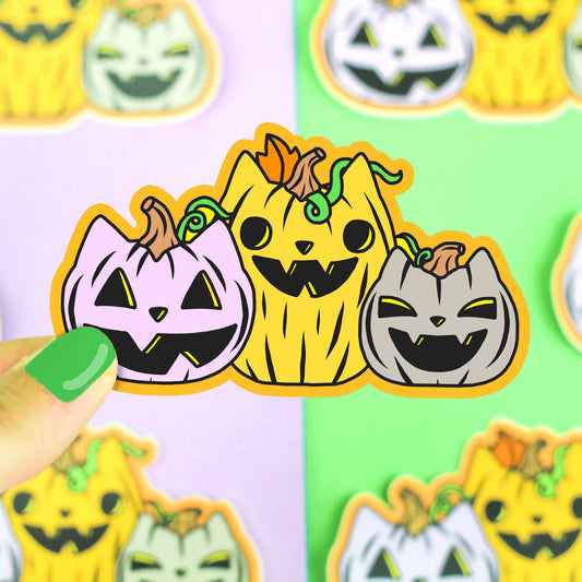 Pump - Kitten Patch Pumpkin Cat Vinyl Sticker - Cloverdilly Kids