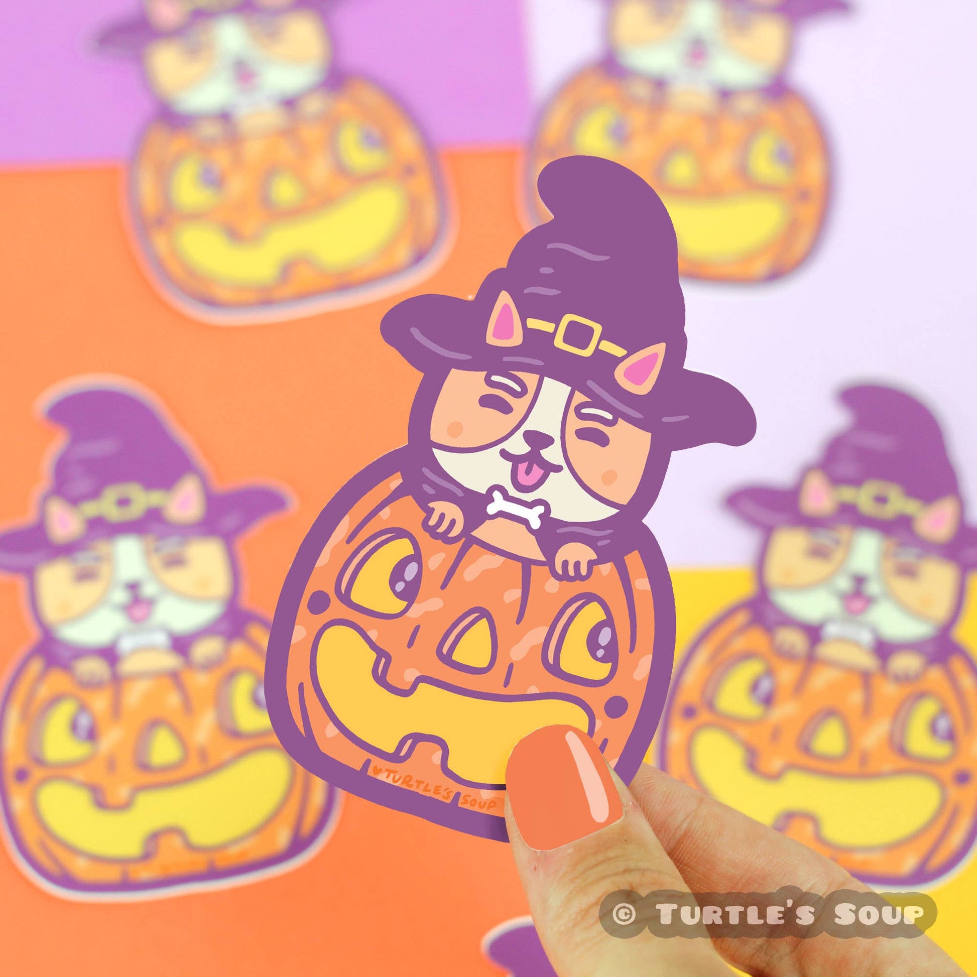 Pumpkin Corgi Halloween Vinyl Sticker - Cloverdilly Kids