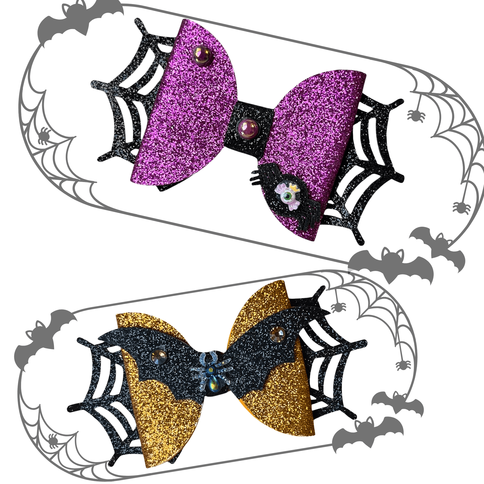 Spider Web Glitter Bows - Cloverdilly Kids