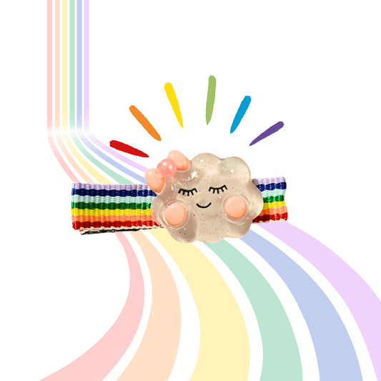 Storm Cloud, Proud Heart: Pride Cloud Hair Clip - Cloverdilly Kids