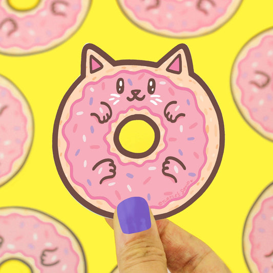 Sweet Treat Donut Cat Vinyl Sticker - Cloverdilly Kids