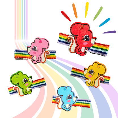 Tiny Mouse, Big Pride: Colorful Mouse Hair Clip - Cloverdilly Kids