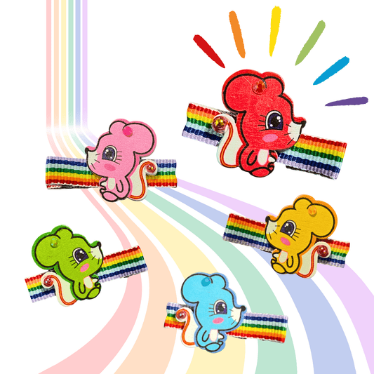Tiny Mouse, Big Pride: Colorful Mouse Hair Clip - Cloverdilly Kids