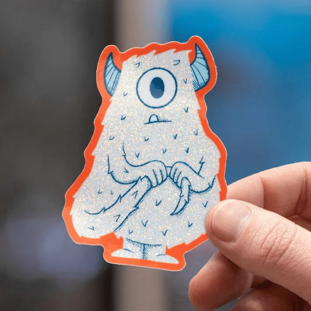 Wallace the Worrier Glitter Sticker - Cloverdilly Kids