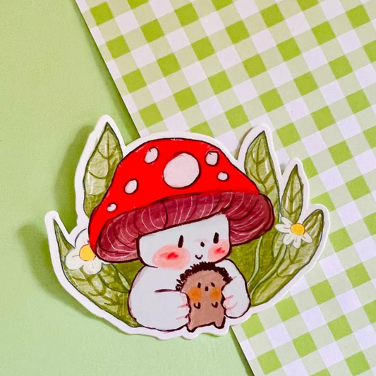 Marshall Mushroom with Hedgehog Sticker