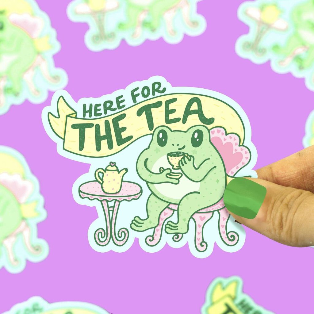 Here for the Tea Frog Vinyl Sticker