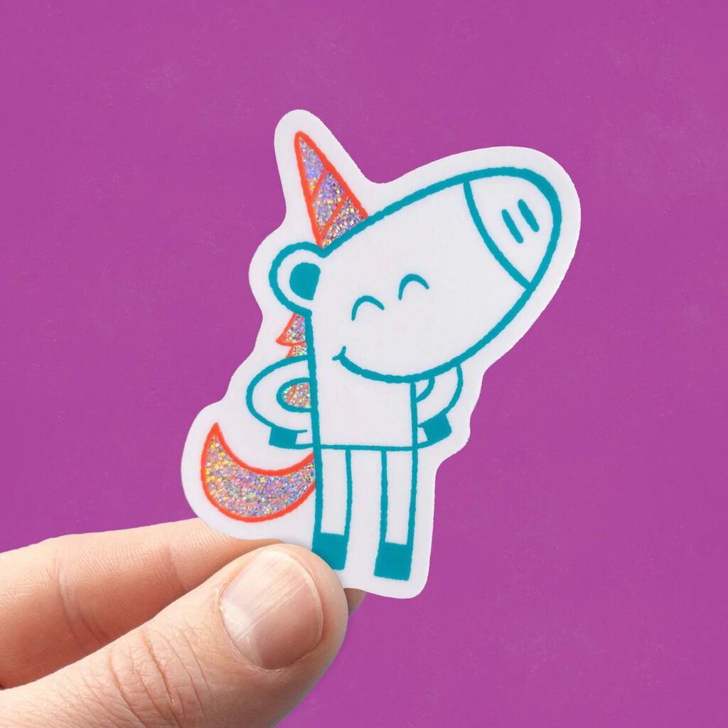 Hi Hello There - Happy Unicorn Glitter Sticker