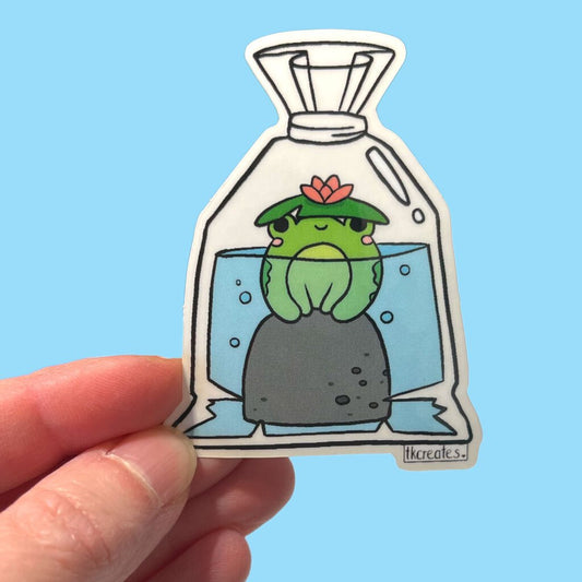 Cute Little Frog in a Bag Sticker